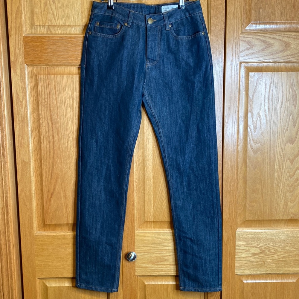 Denim & Company dark wash men’s slim jeans size 30 button fly